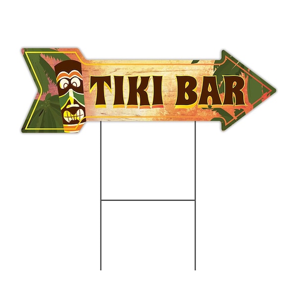 Tiki Bar 2 Arrow Yard Sign Funny Home Decor 30in Wide